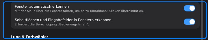 Einstellungen zur Erkennung