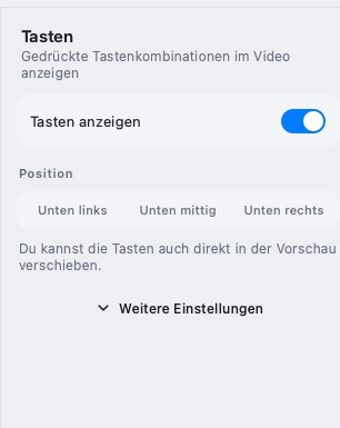 Der Bereich „Tasten“