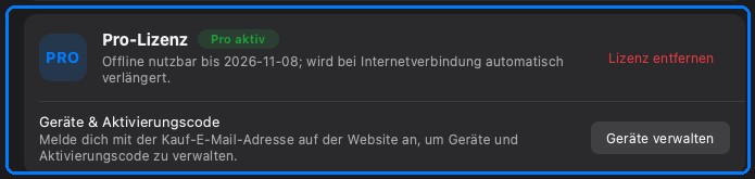 Die Karte Pro-Lizenz