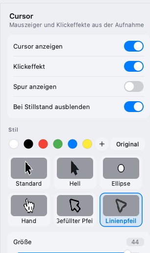 Der Bereich „Cursor“