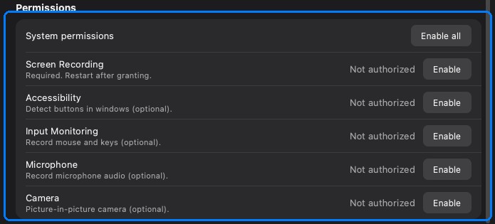 Granting the permissions