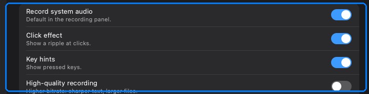 Recording options