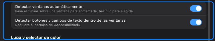 Ajustes de detección
