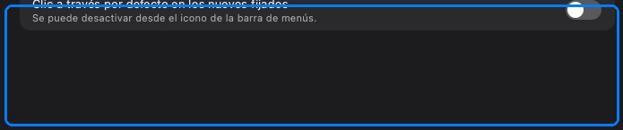 Las filas de opacidad y clic a través