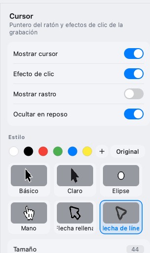 El panel Cursor