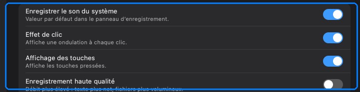 Options d’enregistrement