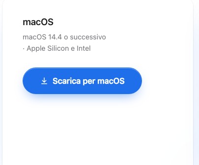 La scheda di download per macOS