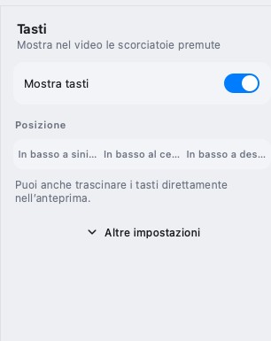 Il pannello Tasti