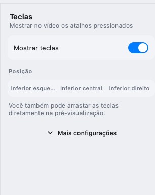 O painel Teclas