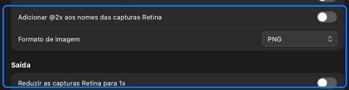 Ajustes de saída e de área de transferência