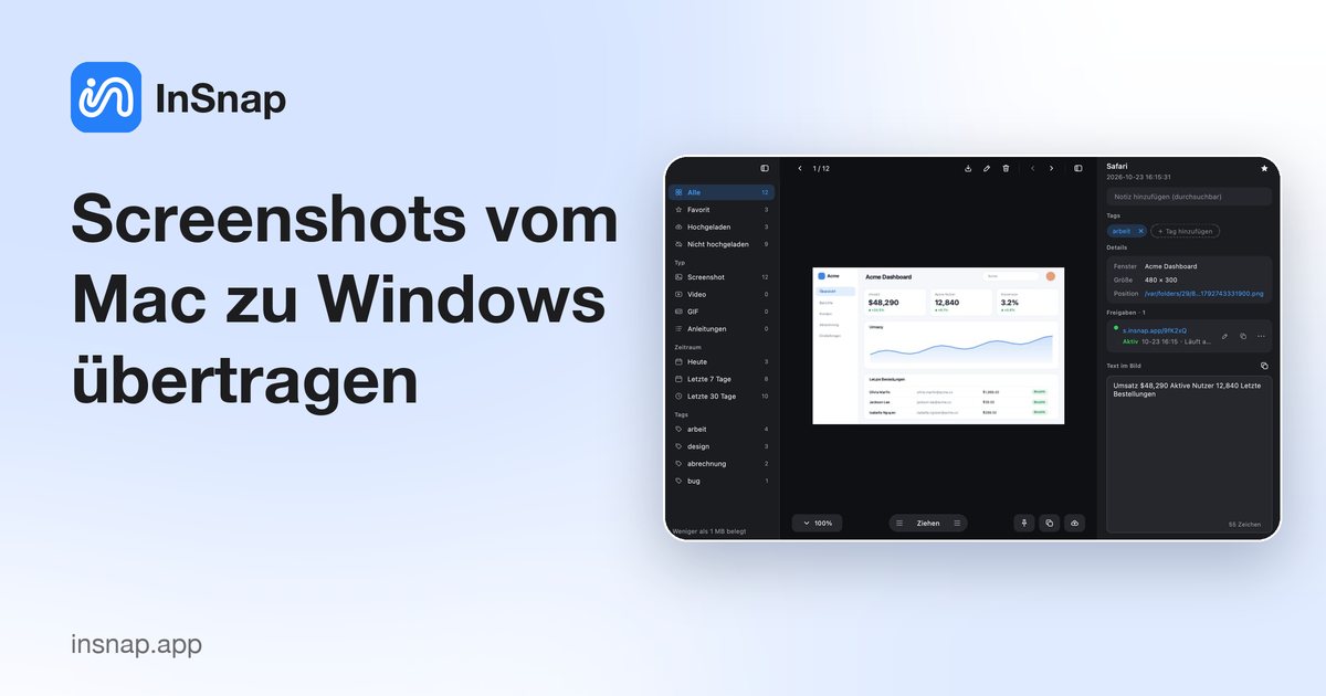 Screenshots vom Mac zu Windows übertragen