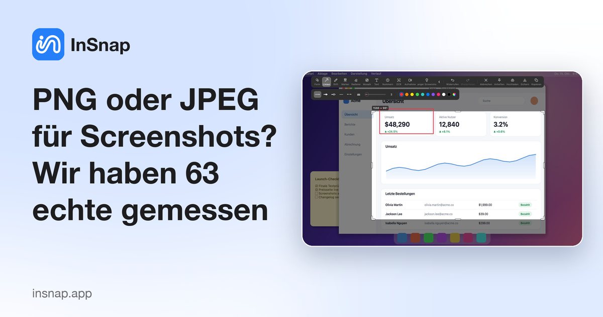 PNG oder JPEG für Screenshots? Wir haben 63 echte gemessen