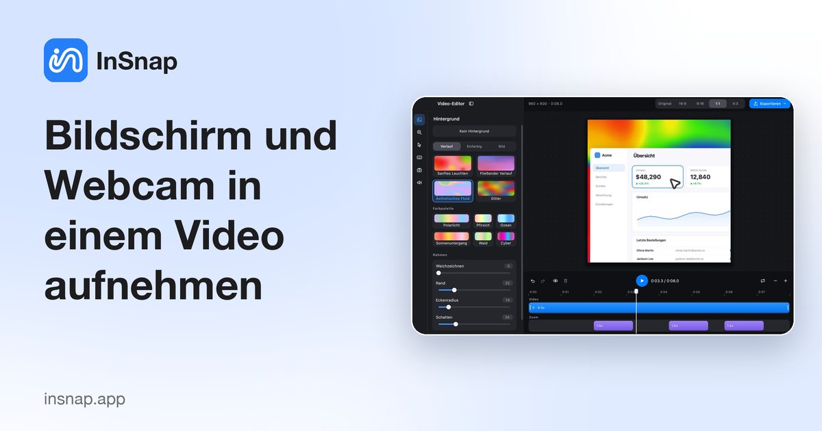 Bildschirm und Webcam in einem Video aufnehmen
