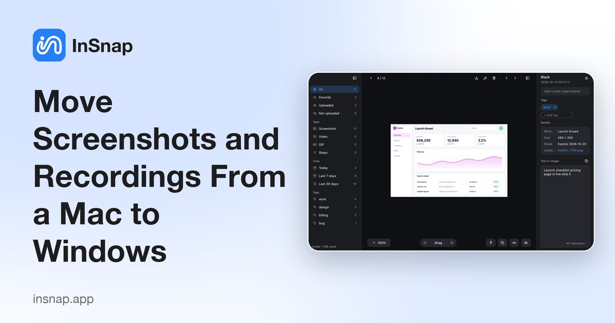 Move Screenshots and Recordings From a Mac to Windows