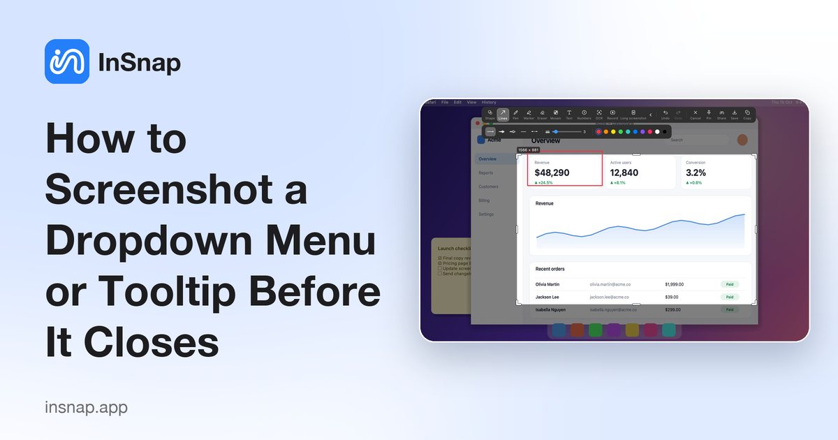 How to Screenshot a Dropdown Menu or Tooltip Before It Closes