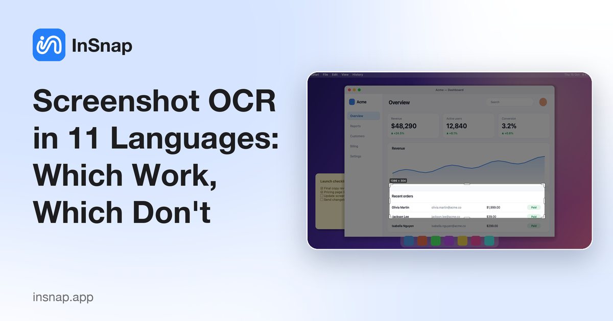 Screenshot OCR in 11 Languages: Which Work, Which Don't