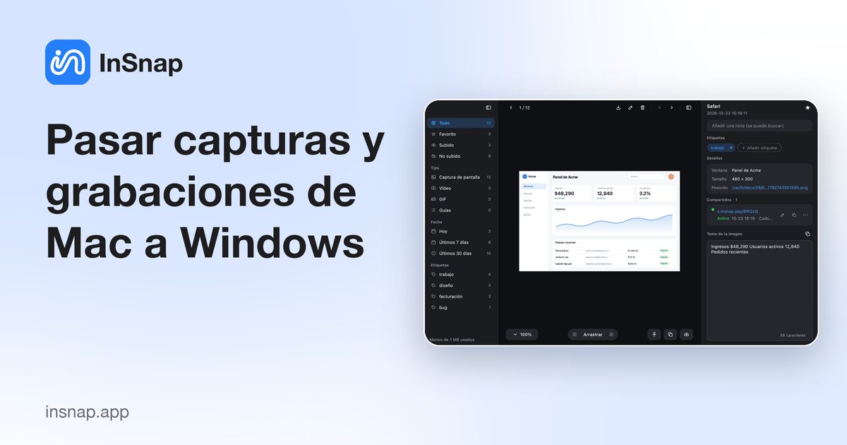 Pasar capturas y grabaciones de Mac a Windows