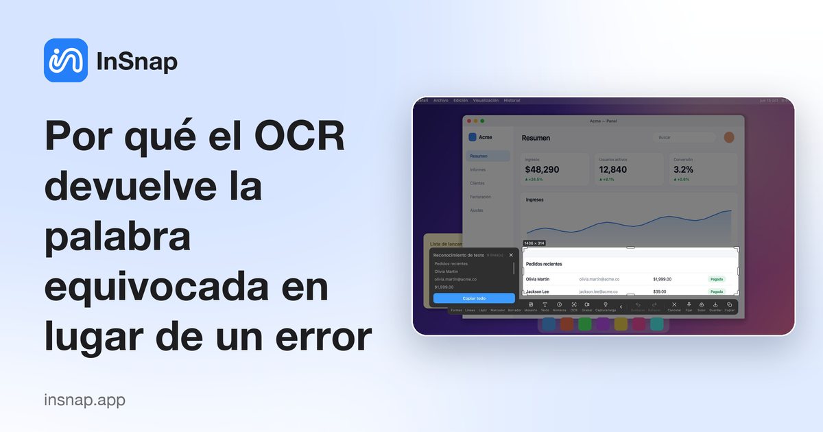 Por qué el OCR devuelve la palabra equivocada en lugar de un error