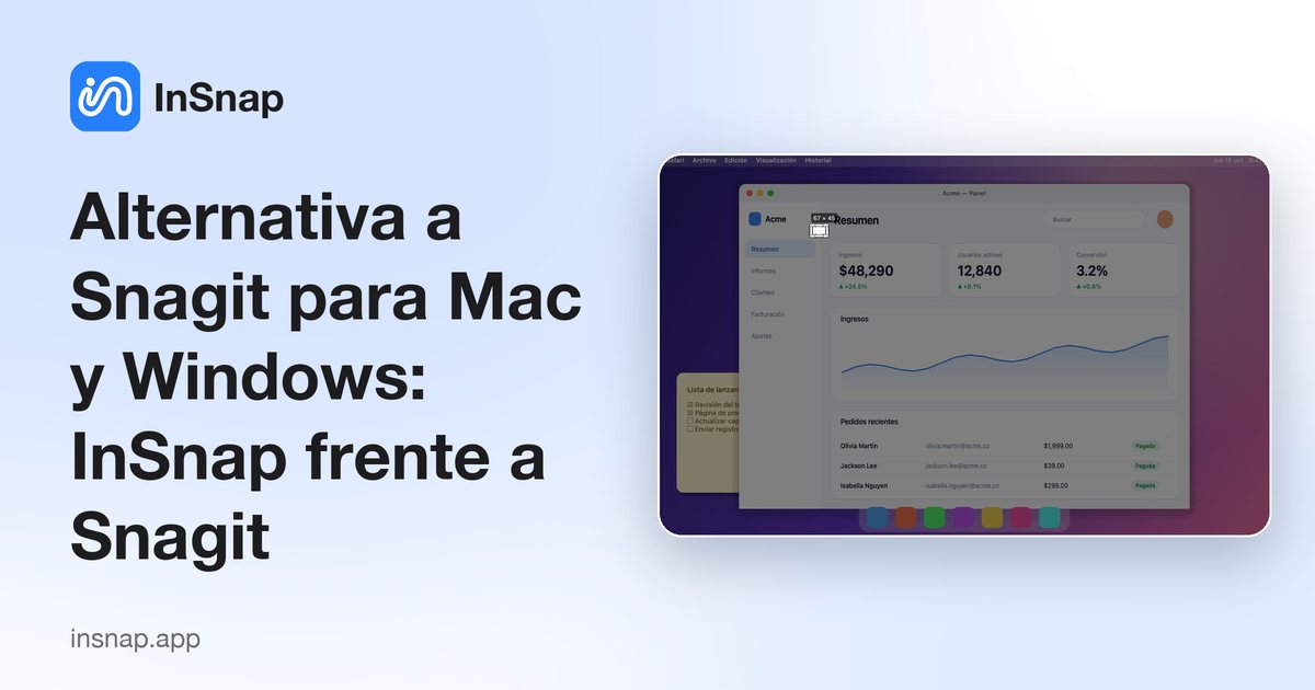 Alternativa a Snagit para Mac y Windows: InSnap frente a Snagit