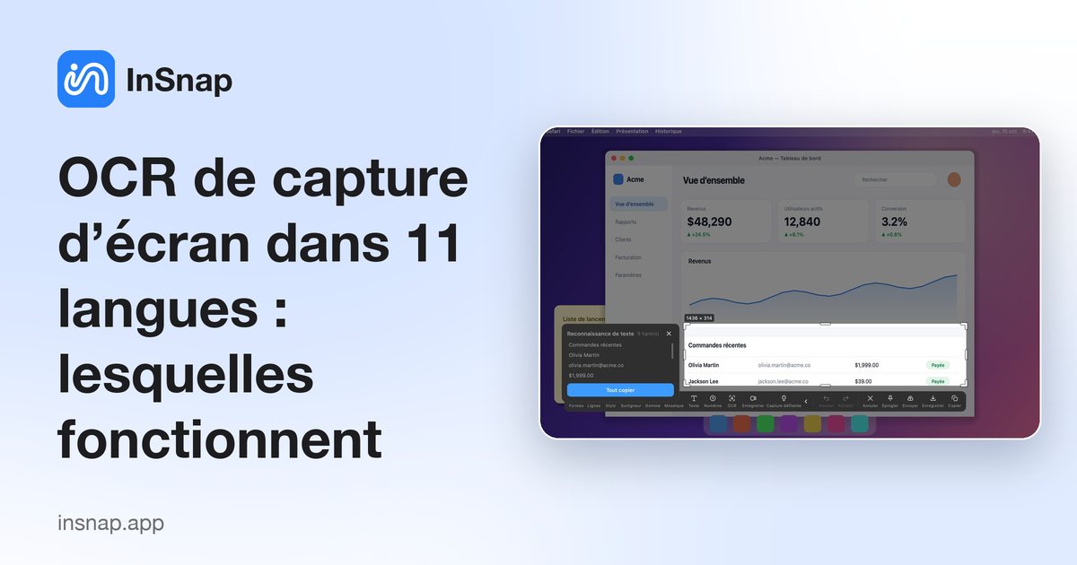 OCR de capture d’écran dans 11 langues : lesquelles fonctionnent