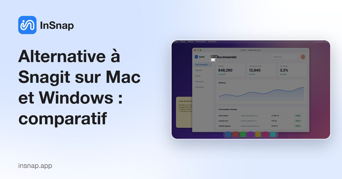 Alternative à Snagit sur Mac et Windows : comparatif