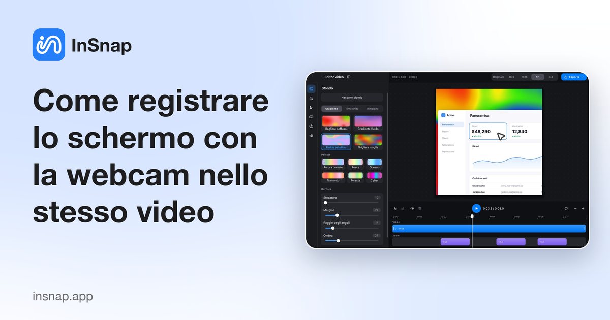 Come registrare lo schermo con la webcam nello stesso video
