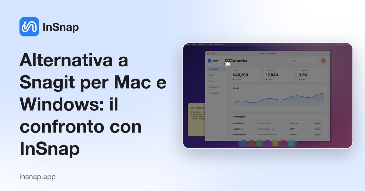 Alternativa a Snagit per Mac e Windows: il confronto con InSnap