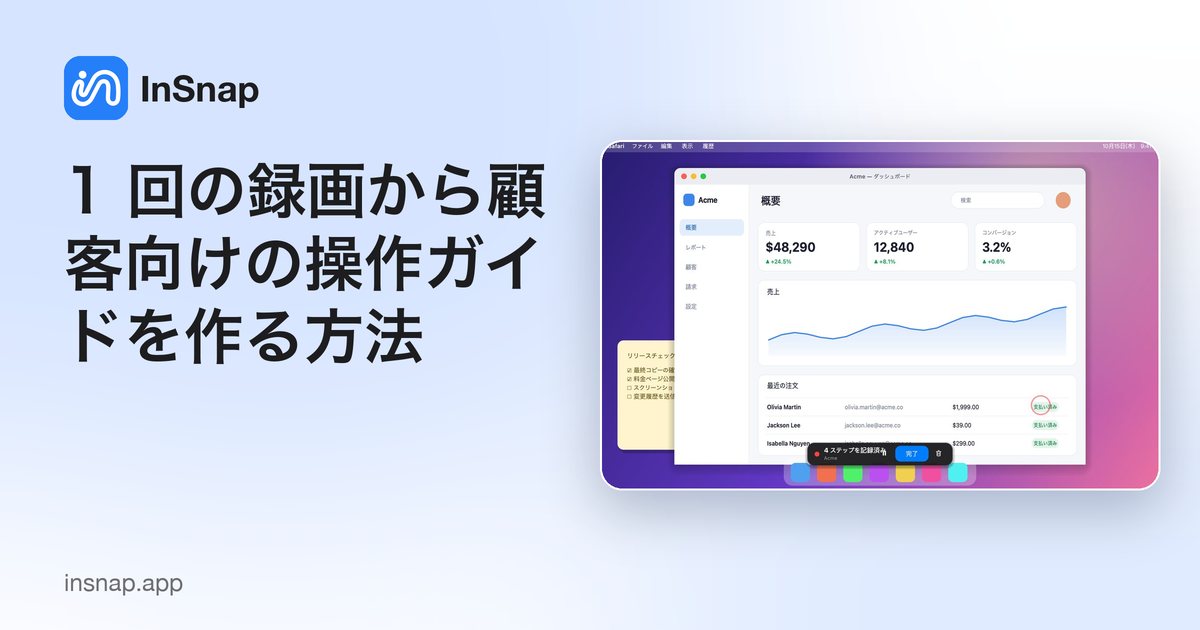 1 回の録画から顧客向けの操作ガイドを作る方法