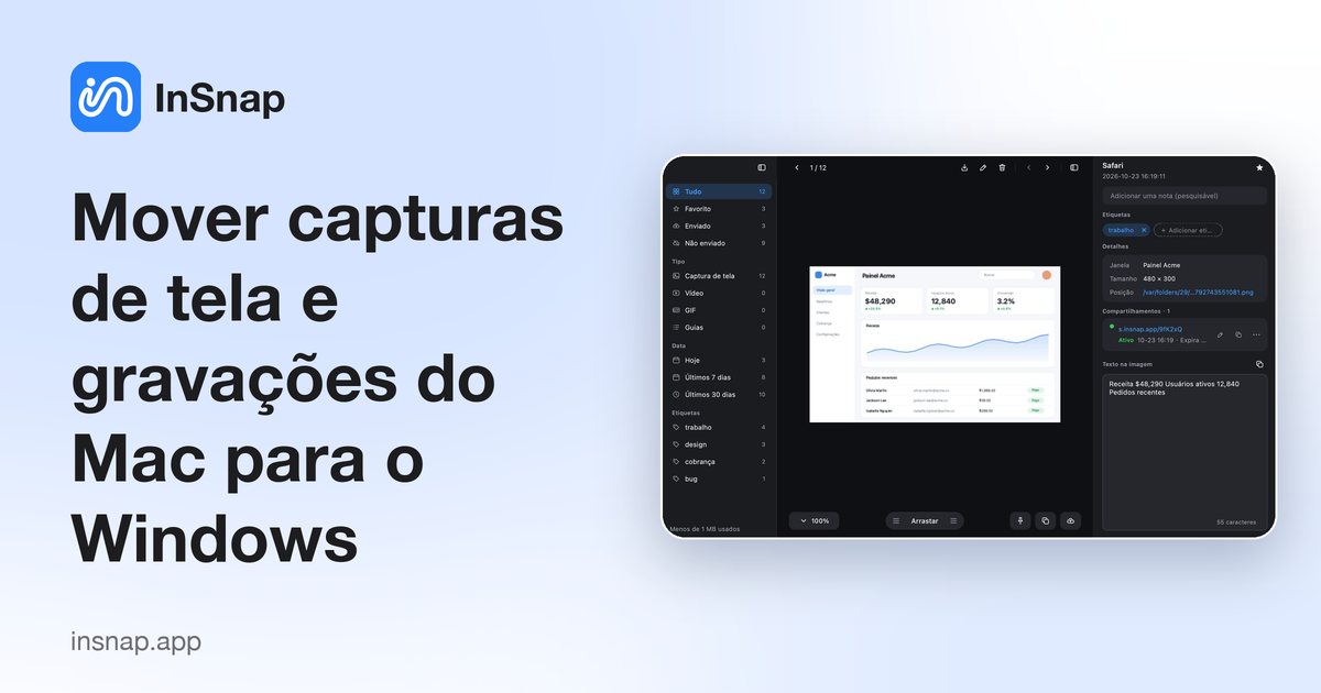 Mover capturas de tela e gravações do Mac para o Windows