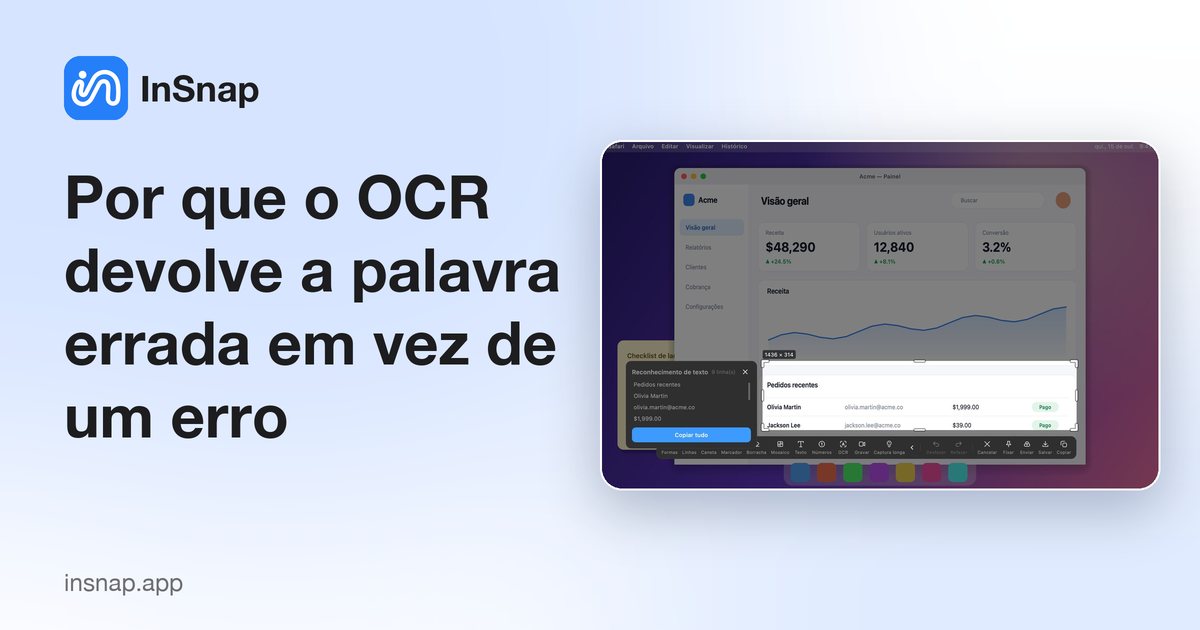 Por que o OCR devolve a palavra errada em vez de um erro