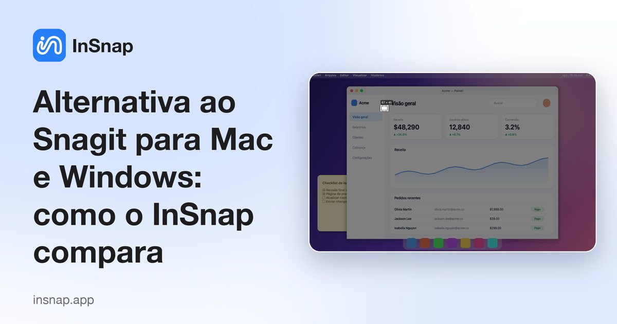Alternativa ao Snagit para Mac e Windows: como o InSnap compara