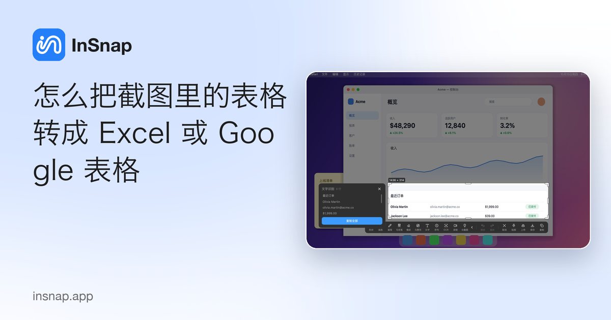 怎么把截图里的表格转成 Excel 或 Google 表格